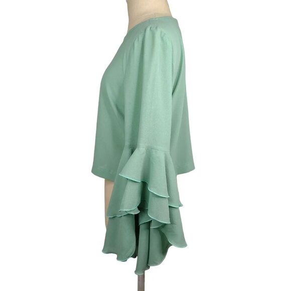 Green Ruffle Layered Sleeve Pastel Chiffon Top Green Small St. Patrick's Day - Picture 5 of 16
